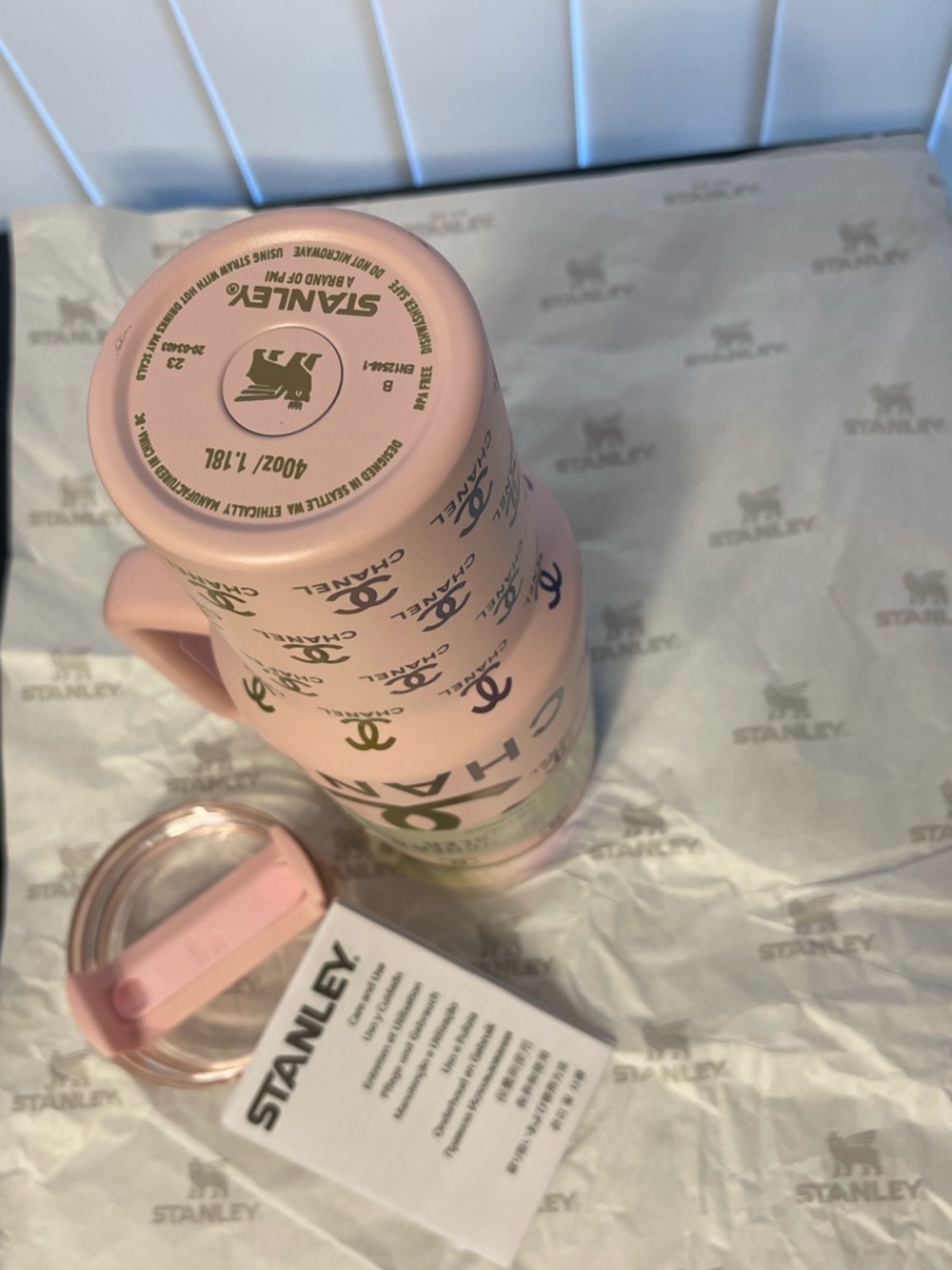 Custom Stanley 40oz. Pink Insulated Travel Tumbler with Handle - Picture 4 of 6